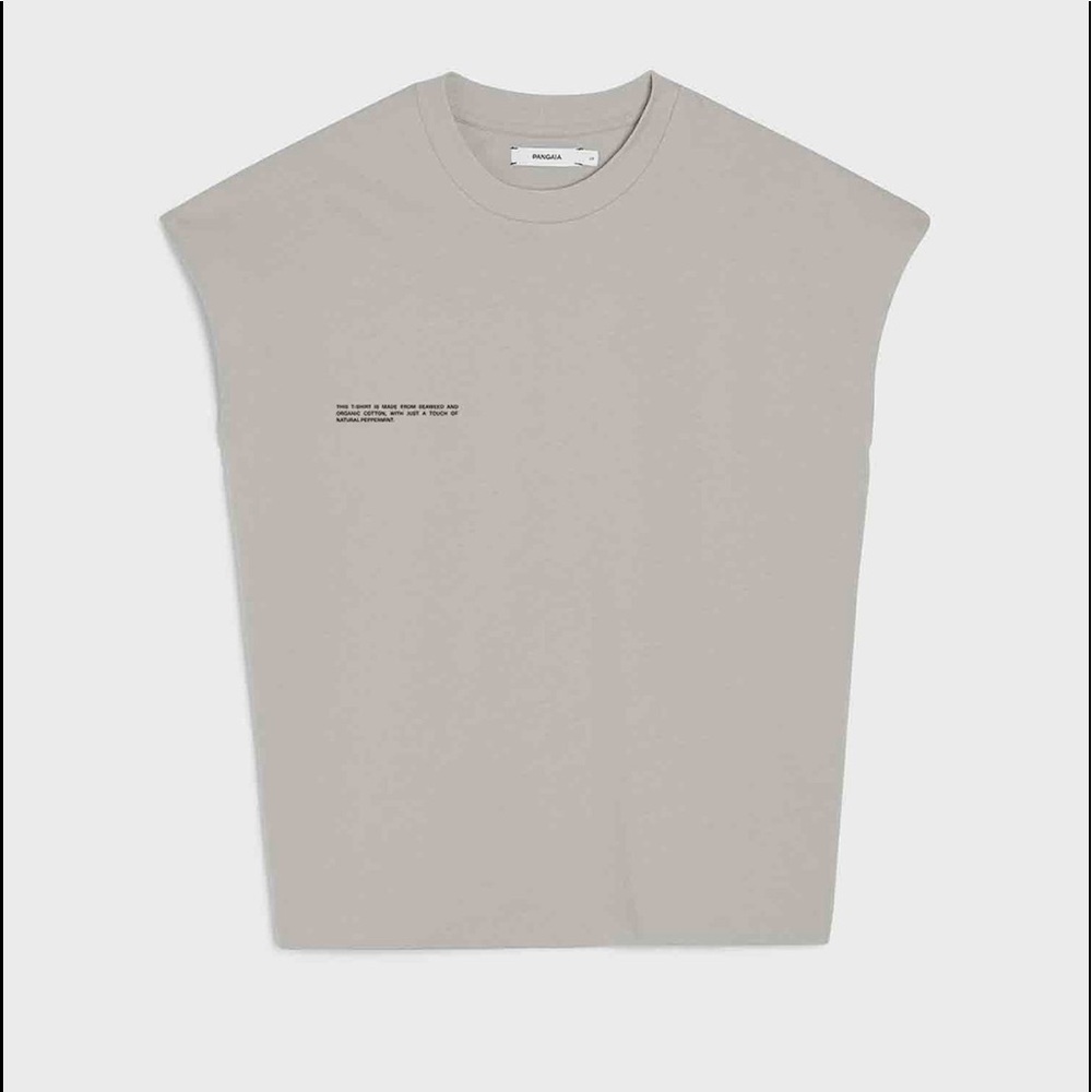 Pangaia Seaweed Fiber Crop Shoulder Tee Stone